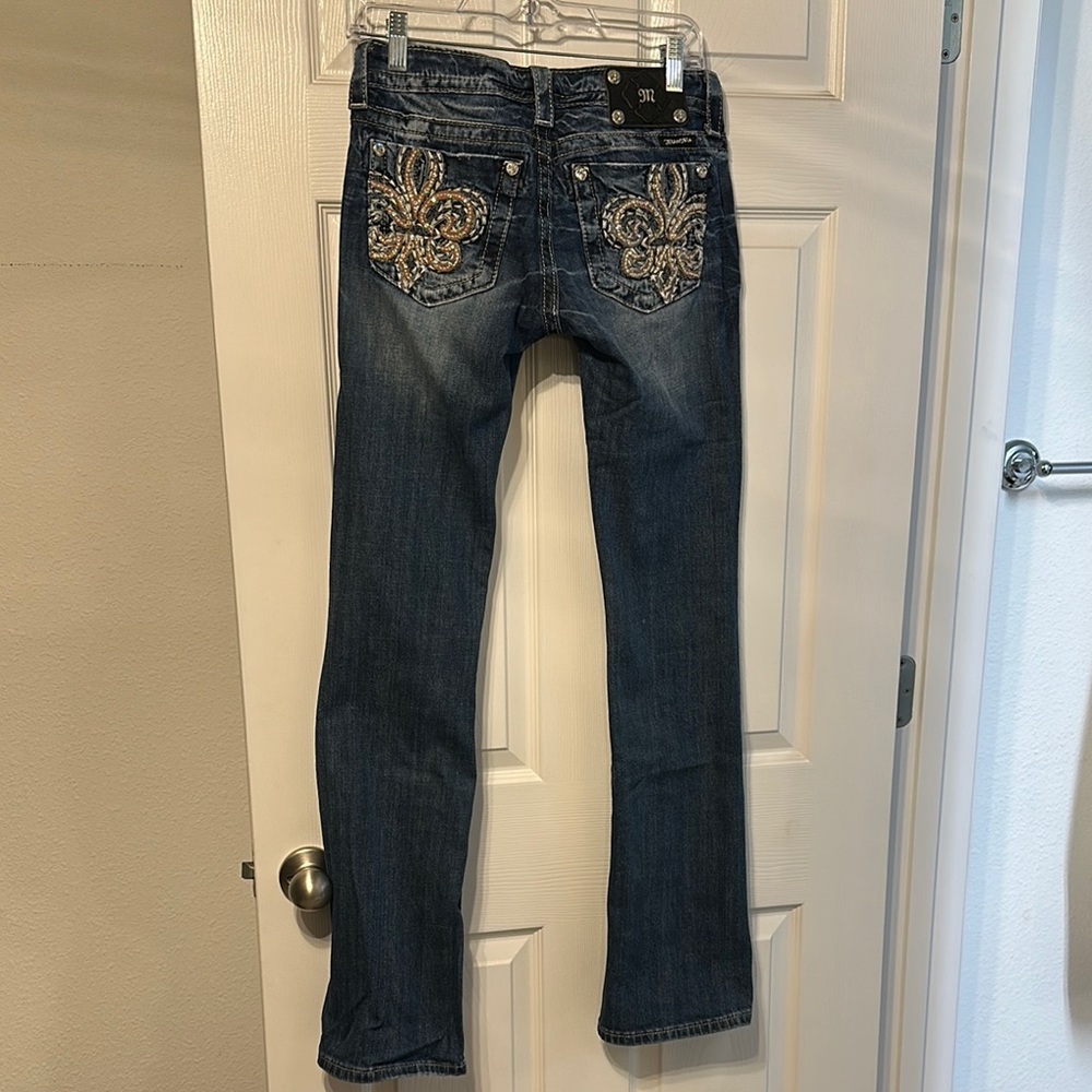 Miss Me Blue Skinny Jeans with Decorative Stitching